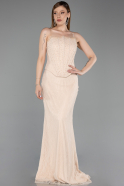 Long Beige Dantelle Evening Dress ABU6207