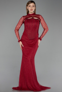 Long Burgundy Dantelle Evening Dress ABU6207