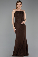 Long Brown Dantelle Evening Dress ABU6207