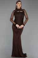 Long Brown Dantelle Evening Dress ABU6207