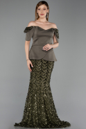 Long Olive Drab Scaly Evening Dress ABU6243