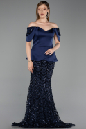 Long Navy Blue Scaly Evening Dress ABU6243