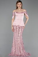 Long Powder Color Scaly Evening Dress ABU6243