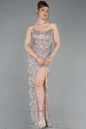 Long Beige Scaly Prom Gown ABU6218
