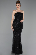 Long Black Beaded Evening Dress ABU6220