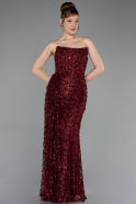 Long Burgundy Scaly Evening Dress ABU6224