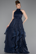 Long Navy Blue Chiffon Prom Gown ABU6227