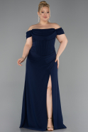 Long Navy Blue Plus Size Prom Dress ABU6246