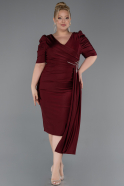 Midi Burgundy Plus Size Evening Dress ABK2643