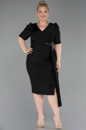Midi Black Plus Size Evening Dress ABK2643