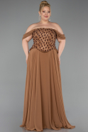 Long Copper Chiffon Plus Size Evening Dress ABU6260