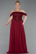 Long Burgundy Chiffon Plus Size Evening Dress ABU6260
