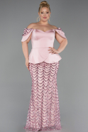 Long Powder Color Scaly Plus Size Evening Dress ABU6262