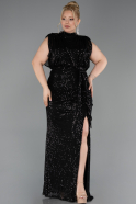 Long Black Scaly Plus Size Evening Dress ABU3115