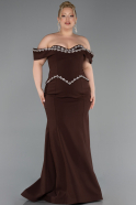 Long Brown Plus Size Evening Gown ABU6199