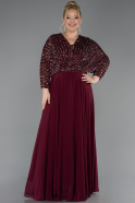 Burgundy Long Chiffon Formal Plus Size Dress ABU5859