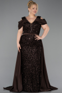 Long Brown Scaly Plus Size Evening Dress ABU6257