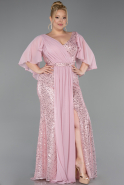 Long Powder Color Beaded Plus Size Evening Dress ABU6261