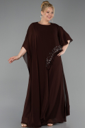 Long Brown Chiffon Plus Size Evening Gown ABU6179
