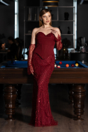 Long Burgundy Beaded Evening Dress ABU6232