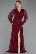 Long Burgundy Dantelle Plus Size Evening Dress ABU6272