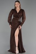 Long Brown Dantelle Plus Size Evening Dress ABU6272
