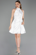 Short White Satin Cocktail Dress ABK2654