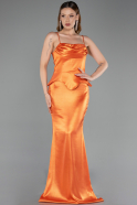 Long Orange Satin Evening Dress ABU6275