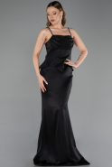 Long Black Satin Evening Dress ABU6275