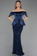 Long Navy Blue Scaly Evening Dress ABU6254