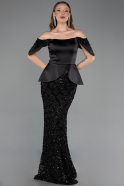 Long Black Scaly Evening Dress ABU6254