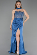 Long Indigo Satin Evening Dress ABU6276