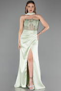 Long Mint Satin Evening Dress ABU6276