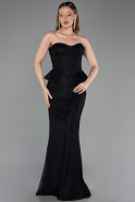 Long Black Dantelle Evening Dress ABU6278
