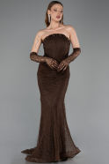 Long Brown Dantelle Mermaid Evening Gown ABU6256