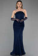 Long Navy Blue Dantelle Mermaid Evening Gown ABU6256