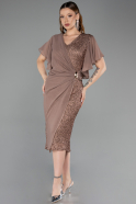 Midi Copper Beaded Plus Size Cocktail Dress ABK2642
