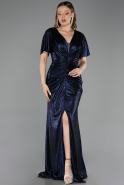 Long Navy Blue Plus Size Evening Gown ABU6281