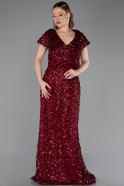 Long Burgundy Scaly Plus Size Evening Gown ABU6282