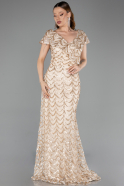 Long Gold Scaly Plus Size Evening Gown ABU6282