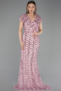 Long Powder Color Scaly Plus Size Evening Gown ABU6282