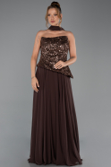 Long Brown Chiffon Evening Dress ABU5486