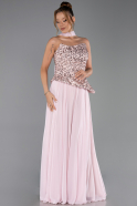 Long Powder Color Chiffon Evening Dress ABU5486