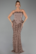 Long Brown Scaly Evening Dress ABU5919