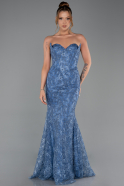 Long Indigo Laced Evening Dress ABU6159