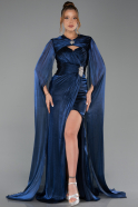 Long Navy Blue Chiffon Evening Dress ABU6296