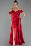 Long Burgundy Satin Evening Dress ABU6297