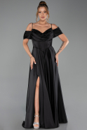 Long Black Satin Evening Dress ABU6297