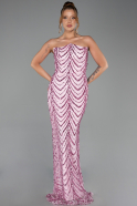 Long Powder Color Scaly Evening Dress ABU6298