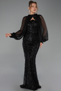 Long Black Scaly Evening Dress ABU6298